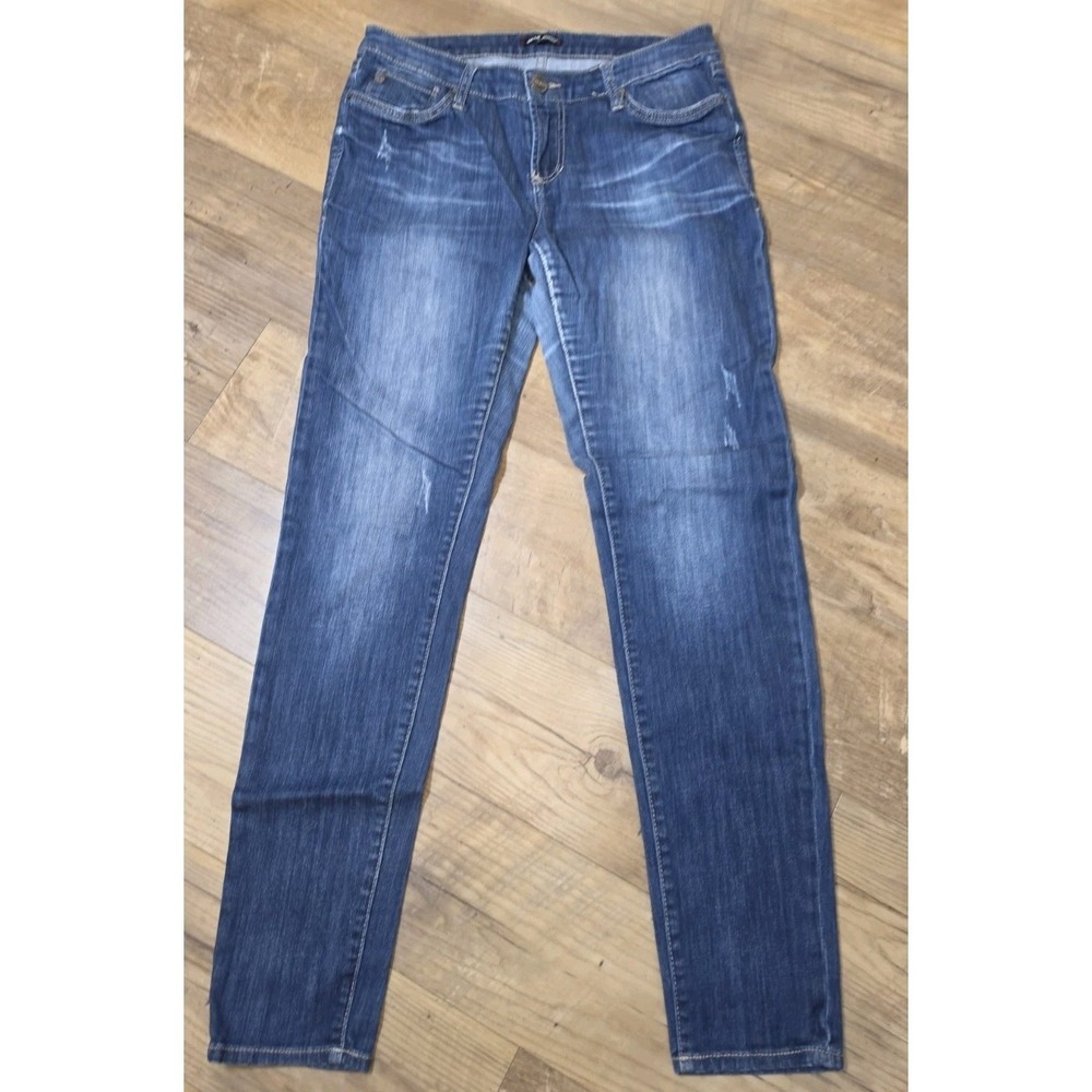 Dear John Skinny Jeans Women 29x30 Dark Wash Distressed Stretchy Denim